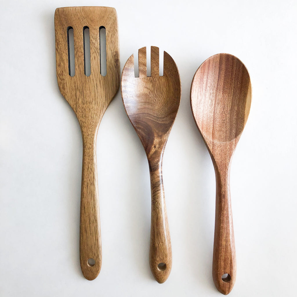 Set de utensilios de cocina de madera de acacia, 5 piezas