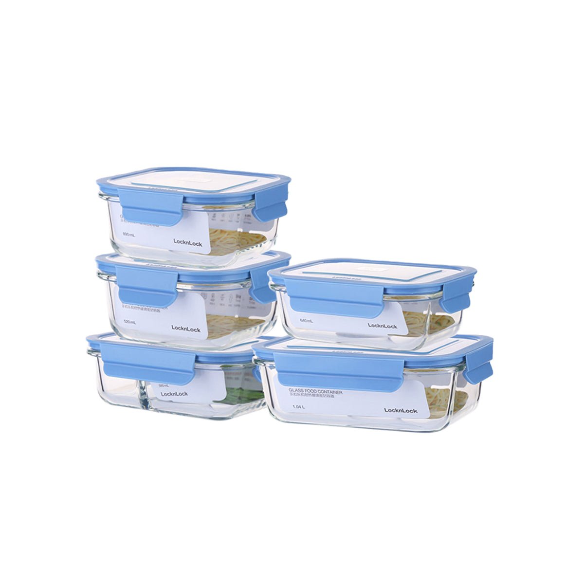 et de recipientes de vidrio borosilicato, 5 piezas — 3,58L