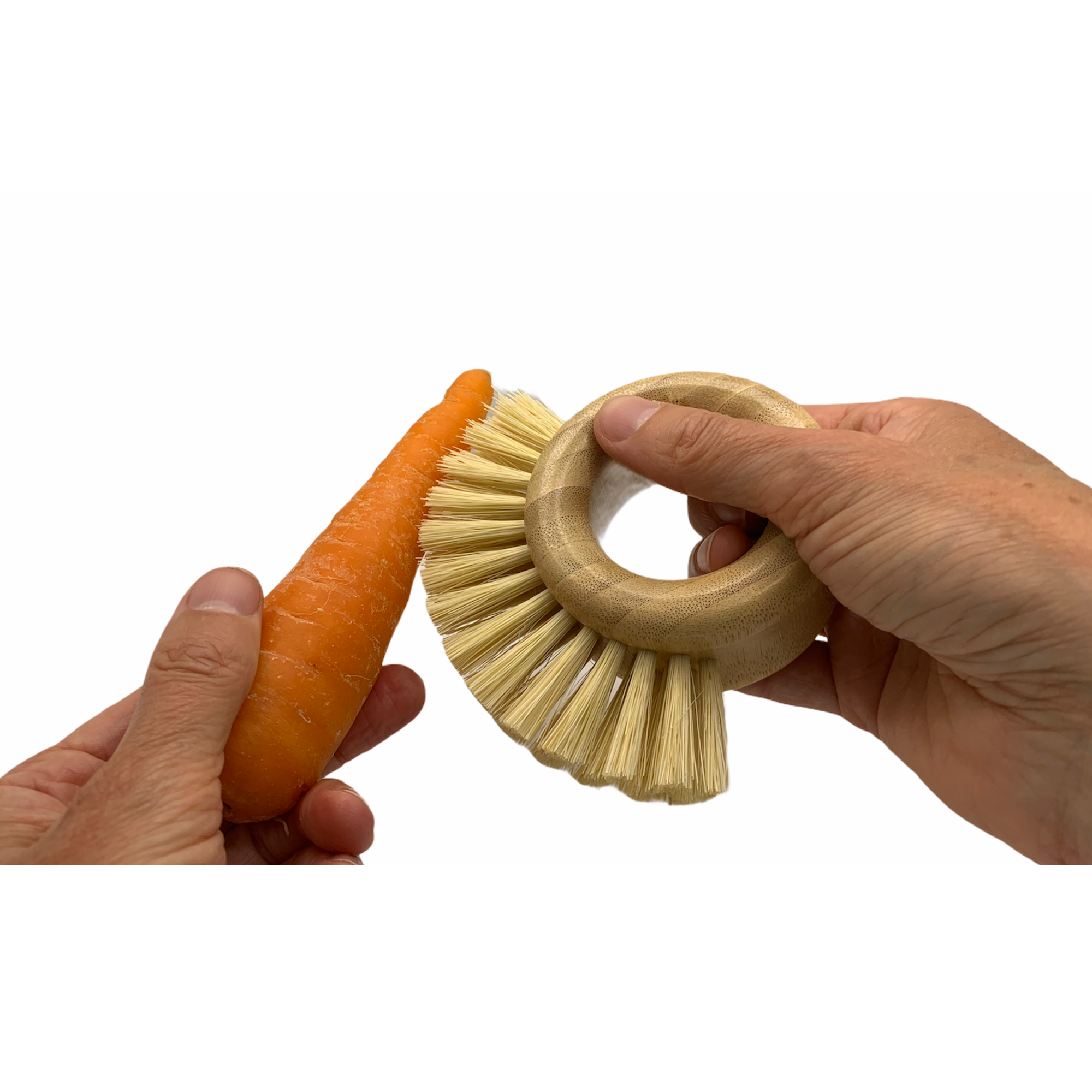 Cepillo de bambú para verduras, cerdas de sisal