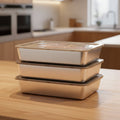 Set de recipientes de acero inoxidable rectangulares, con cierre flip-top